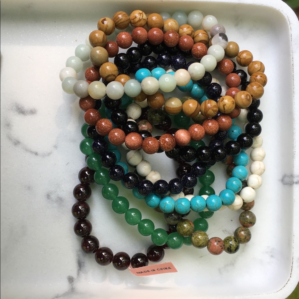 10 Genuine Gemstone stretch bracelets